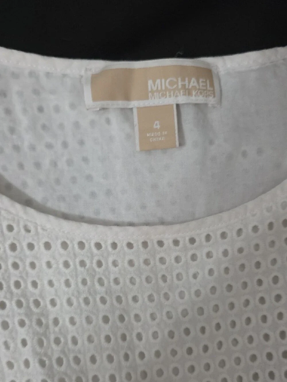 Michael Kors White Sleeveless Eyelet Mini Dress Sz Small